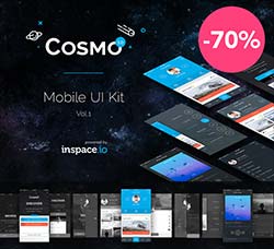 UI素材－手机程序界面(音乐类)：Cosmo Mobile Ui Kit 1.0